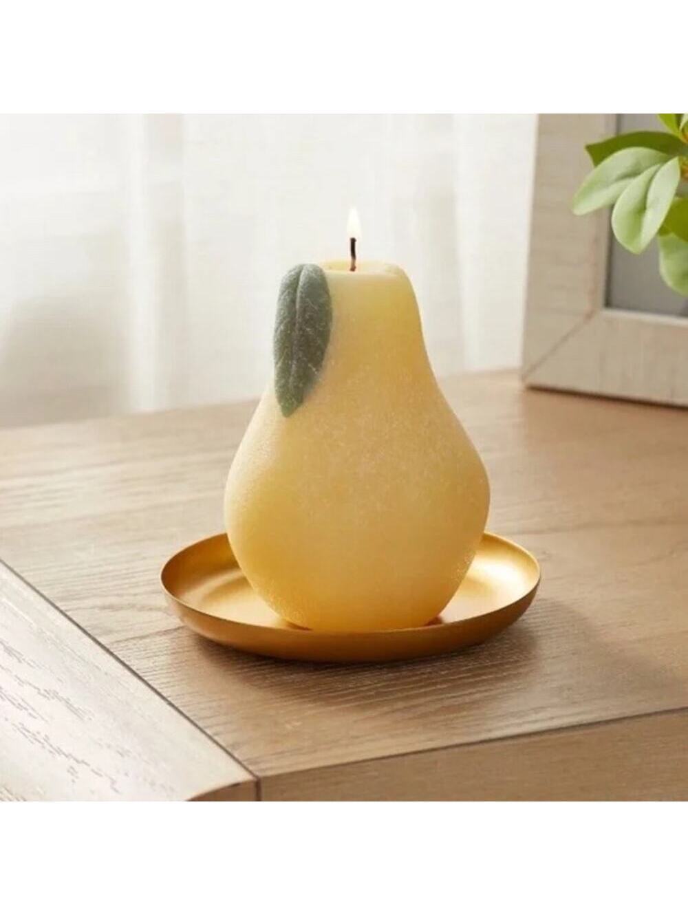 Threshold NWT Sugared Pear Figural Candle 4.7"